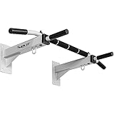 MOVIT® Profi Klimmzugstange zur Wandmontage, bis 350 kg, 4X rutschfeste Griffe + XXL Softgrip, 2X Ösen für Zubehör, schadstoffgeprüft, Weiß, Türreck Reckstange Pull up bar