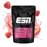 ESN Designer Whey Protein Pulver, Strawberry, 1 kg, bis zu 23 g Protein pro Portion, ideal zum Muskelaufbau und -erhalt, geprüfte Qualität - made in Germany