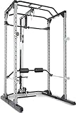 Fitness Reality 810XLT Super Max Power Rack mit Latzug, Kraftstation mit 363 kg maximaler Belastung, Power Cage mit Kabelzugturm und Klimmzugstange