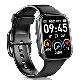 Jugeman Smartwatch Damen Herren, Fitnessuhr 1,69/'' HD Farbdisplay, 25 Sportmodi Fitness Tracker Uhr Pulsmesser Schlafmonitor, IP68 Wasserdicht Sportuhr Schrittzähler Stoppuhr (Schwarz)