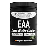 EXVital EAA Tabletten mit je 1036 mg pro Tablette - 510 Tabletten, Alle 8 essentiellen Aminosäuren EAAs- Multi Amino hochdosiert - Vegan -in Deutschland abgefüllt - Ohne Zusatzstoffe