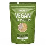 Nutri + Veganes Eiweißpulver Neutral ohne Süßungsmittel + Zucker mit 85% Eiweiß - Vegan Protein Pulver 1 kg ungesüßt - Natural Proteinpulver