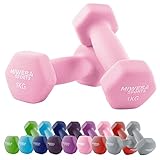 Miweba Sports Neopren Hantelset NKH100 | 𝐏𝐫𝐨𝐟𝐢 Hantel - Hexagon Hanteln Set - Kurzhanteln - Kurzhantel Set - Gymnastikhanteln - Hantel Set - Dumbbell - 0,5-10 Kg (2X 1.0 kg, Rosa)