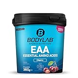 Bodylab24 EAA Essential Amino Acids Kirsche 360g, 8 Essentielle Aminosäuren hochdosiert, alle BCAA & EAA enthalten, Plus Vitamin B6, EAA Pulver, lecker fruchtig im Geschmack