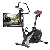 Skandika Ergometer Vinneren Design Hometrainer | Fitness Fahrrad mit Magnetbremssystem, 11kg Schwungmasse, 12 Trainingsprogramme, Tablet-Halterung, Bluetooth, Kinomap, App-Steuerung | schwarz/gold