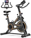 Heimtrainer Fahrrad, UREVO 10kg Schwungrad Spinning Bike Indoor mit 120 kg Gewichtskapazität, einstellbarem Widerstand und LCD-Monitor für Heimtraining