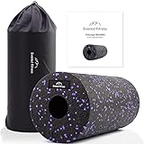 EVERST FITNESS Faszienrolle 30cm mittelhart - Fitness Rolle Faszienrolle Wirbelsäule - Pilates Rolle Massagerolle Rücken - Rückenrolle Massage Rolle - Foam Roller - Schwarz/Lila